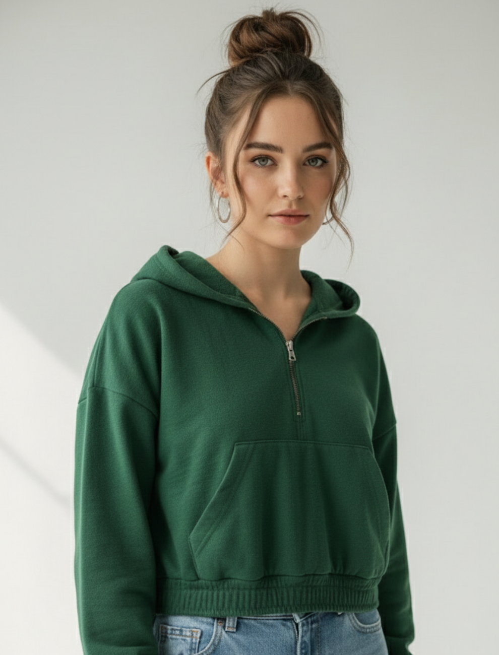 Unifringe Green Fleece Hoodie for Women Soft Winter Essential