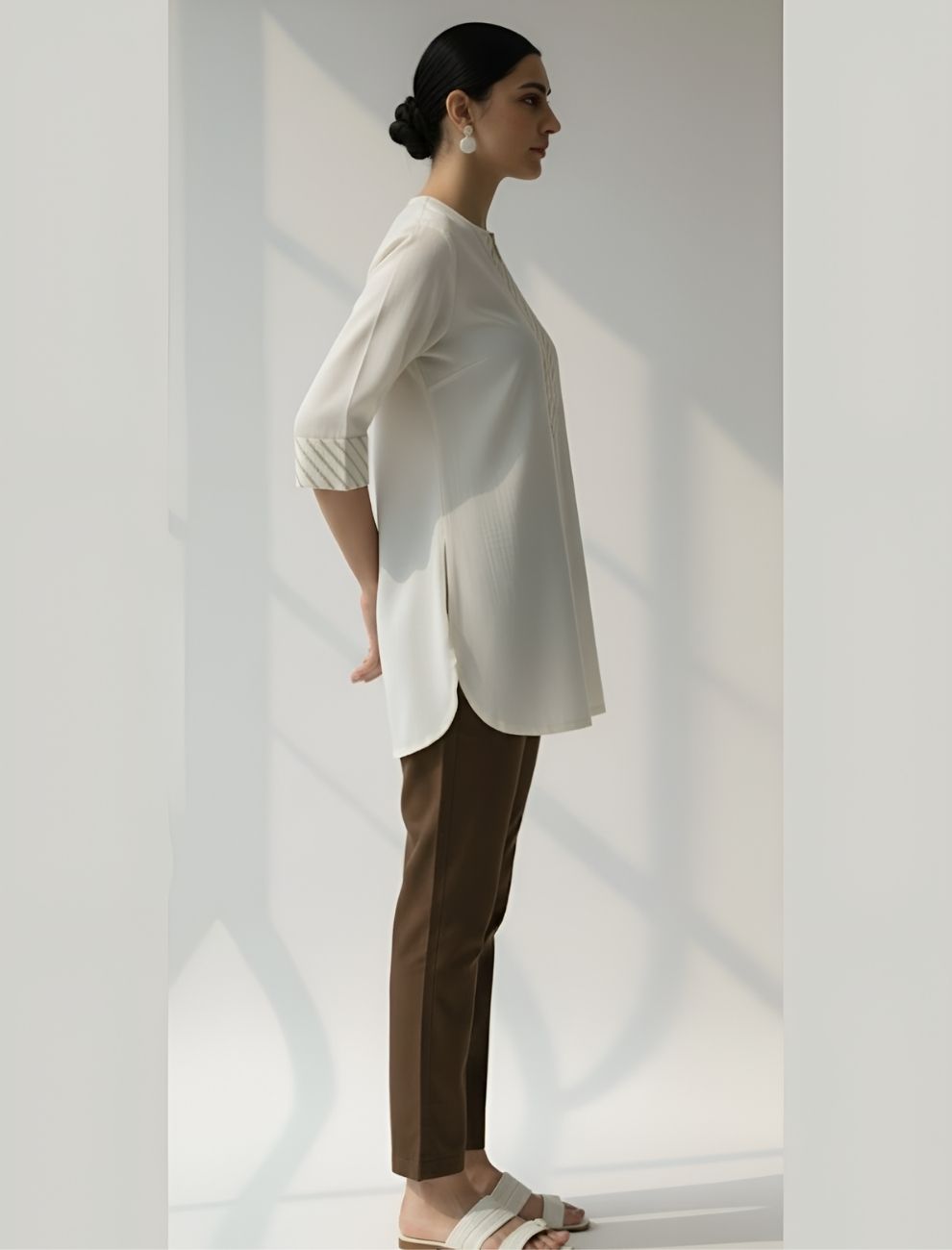 Women’s Gota Patti Detail Kurti with Placket and Sleeve Patch