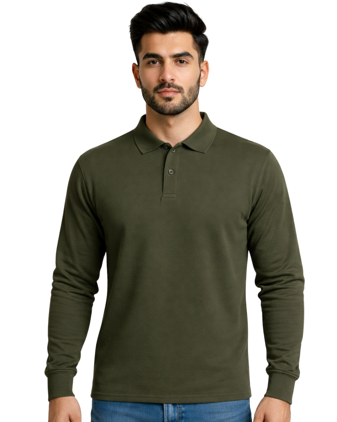 Men’s Solid Polo T-Shirt – Full Sleeve Classic Fit