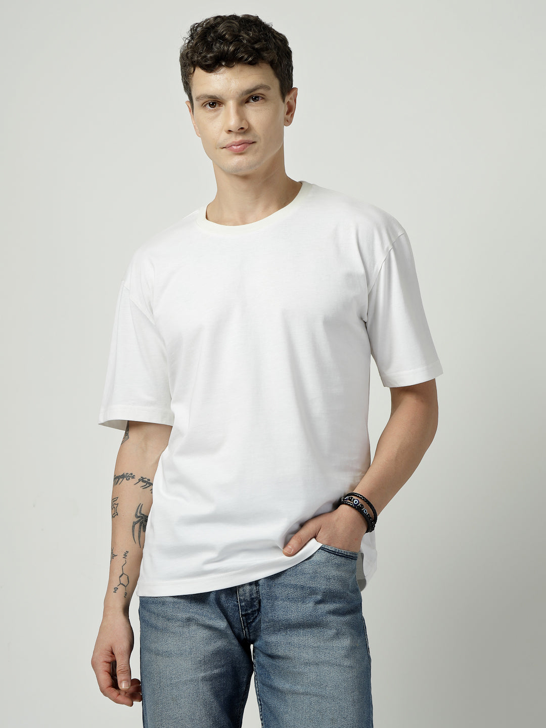 Men’s Oversized Eye Graphic T-Shirt | Abstract Symbol Streetwear Cotton Tee (White)/The Vision Tee”