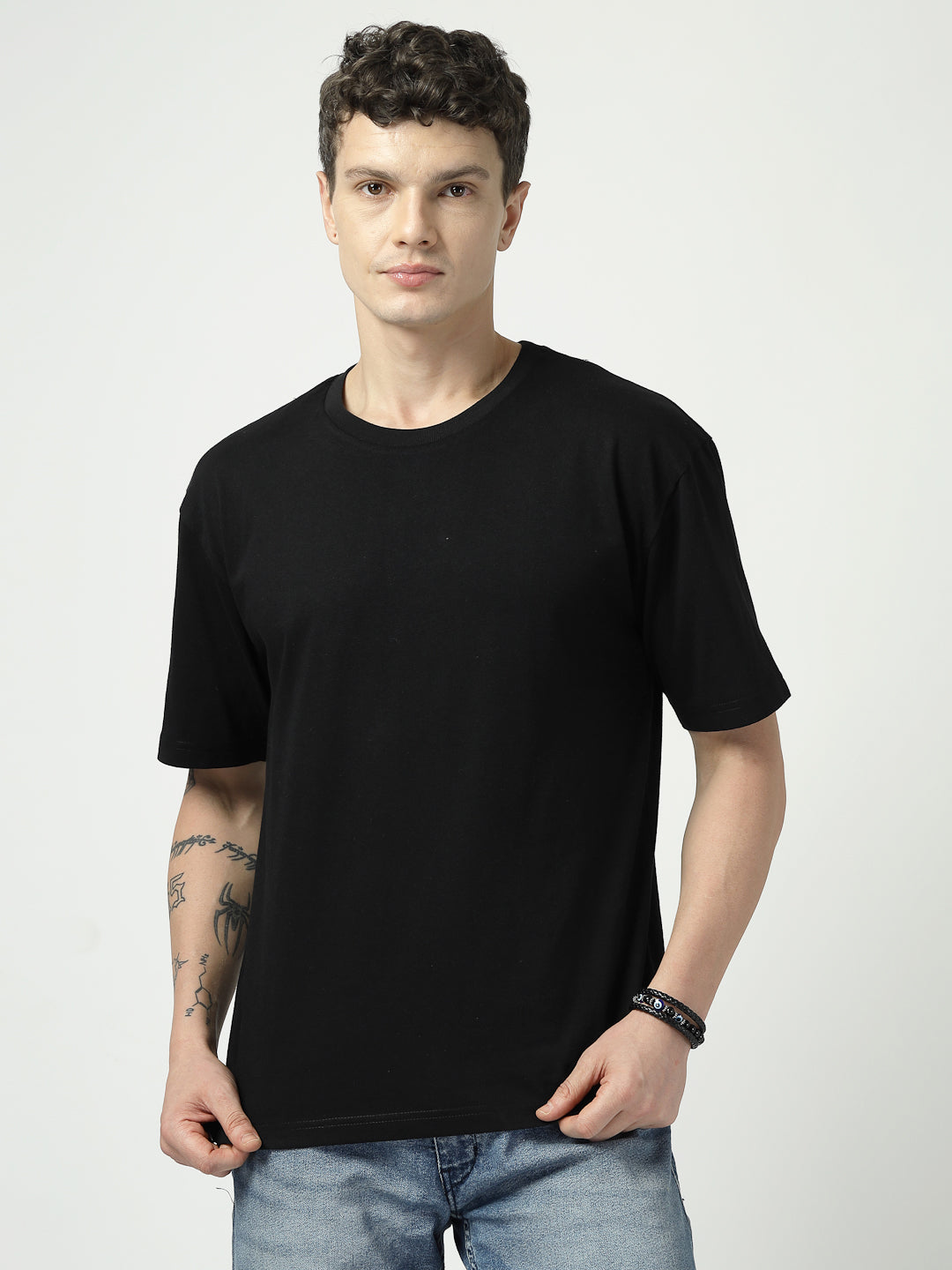 Fiery Red Moon Men’s Solid Black T-Shirt