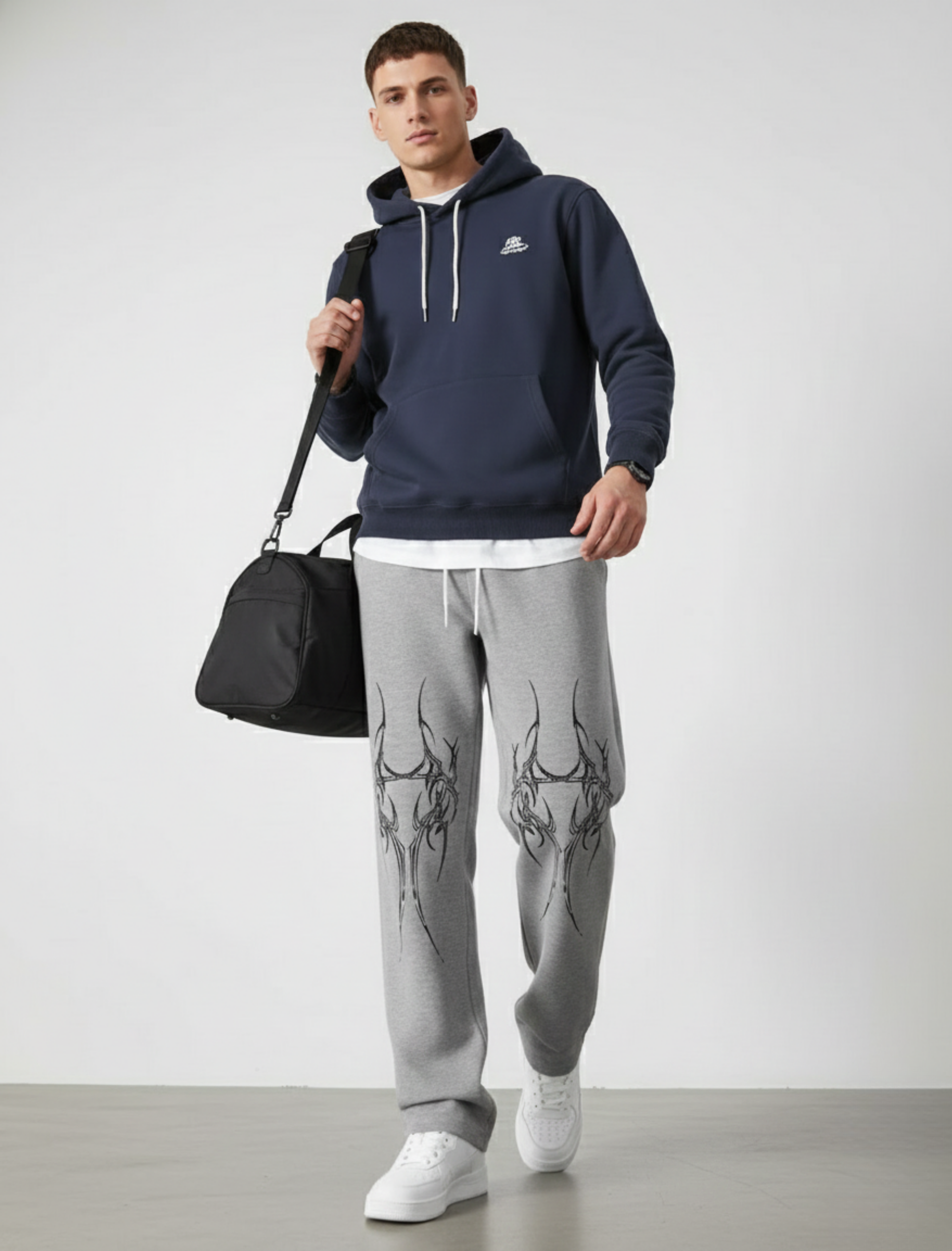 Unifringe Men’s Grey Trouser with Tribal Graphic – Premium Comfort Fit