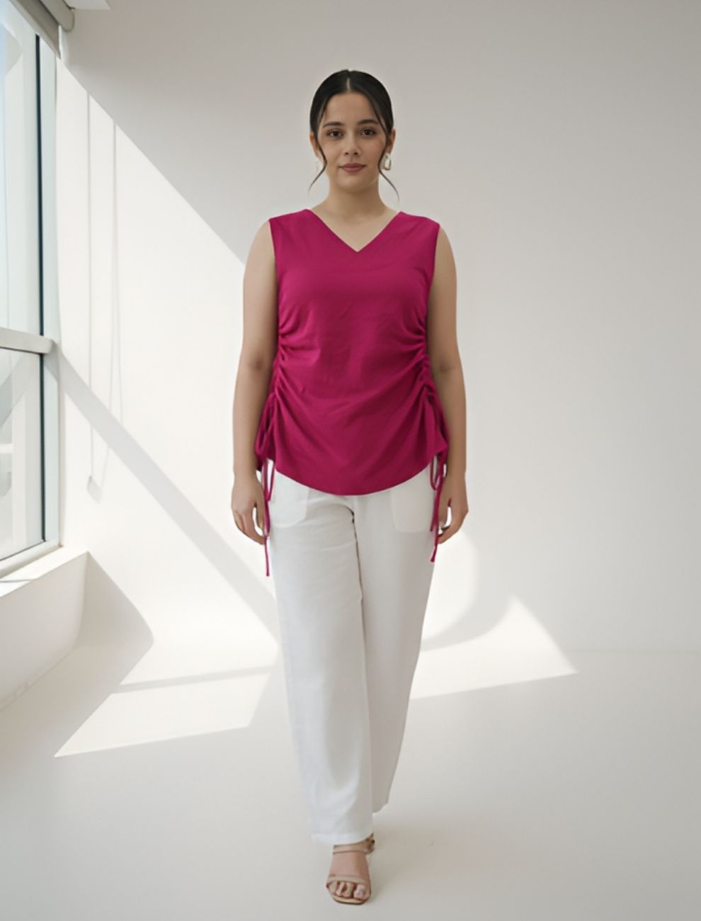 Stylish Teal Blue Rayon Kurti with Side Tie