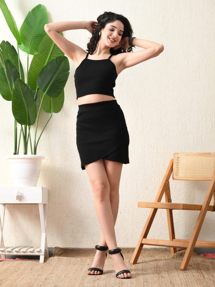 Cotton Co-Ord Set – Brown, Black, Beige & Pink