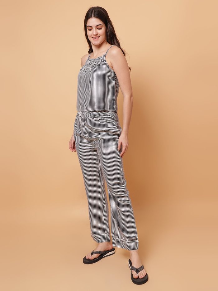 Unifringe Striped Rayon Night Suit