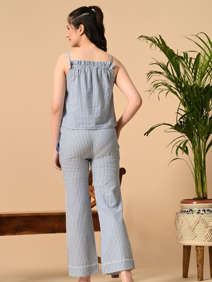 Sleeveless Spaghetti Top & Striped Pajama