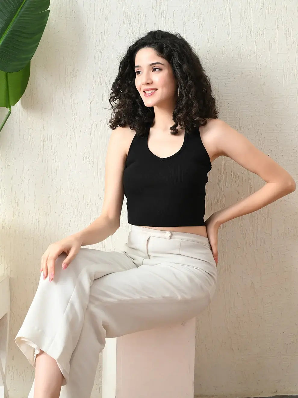 Unifringe Halter Neck Sleeveless Cotten Top