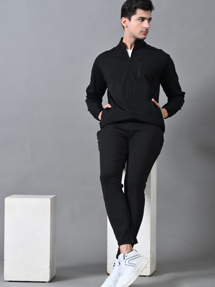 Men's Winter Tracksuit with Chest Zip Pocket - Black, Grey & Navy Blue