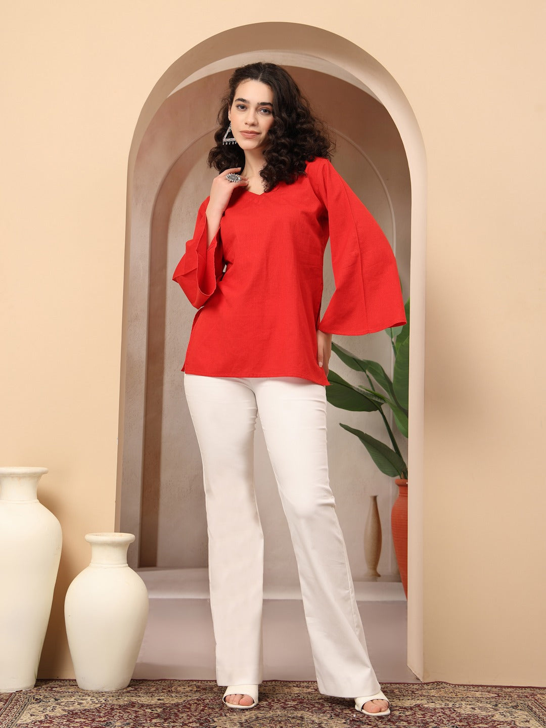 Women’s Bell Sleeve Cotton Flex Kurti – Back Tie Style