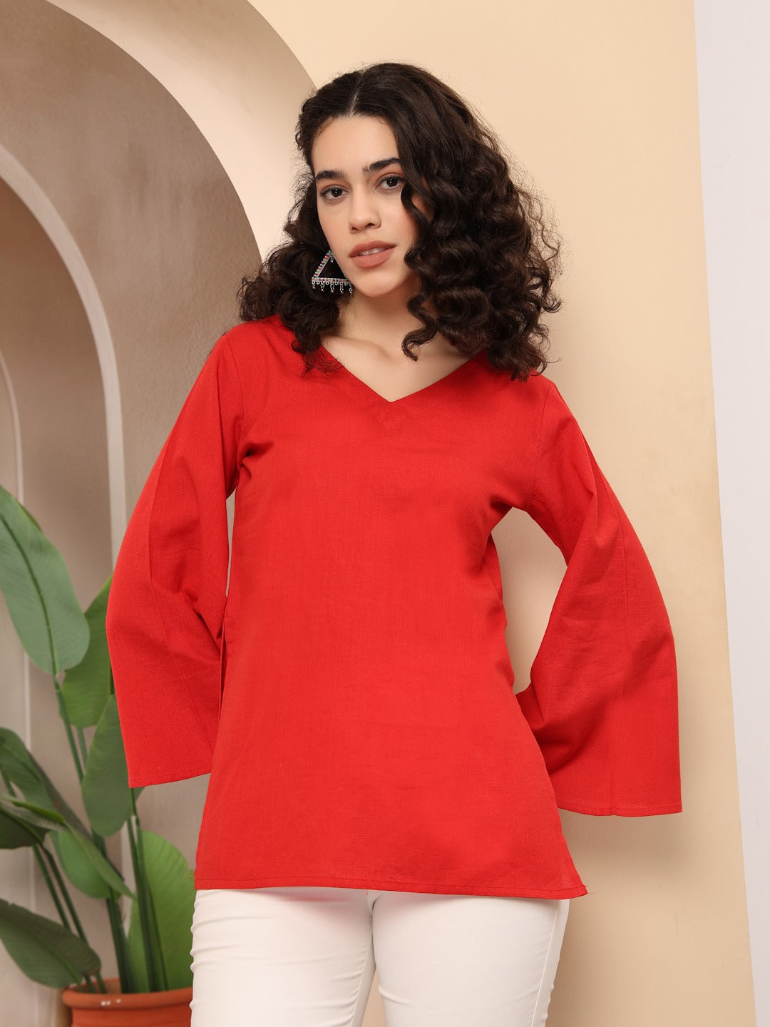 Women’s Bell Sleeve Cotton Flex Kurti – Back Tie Style