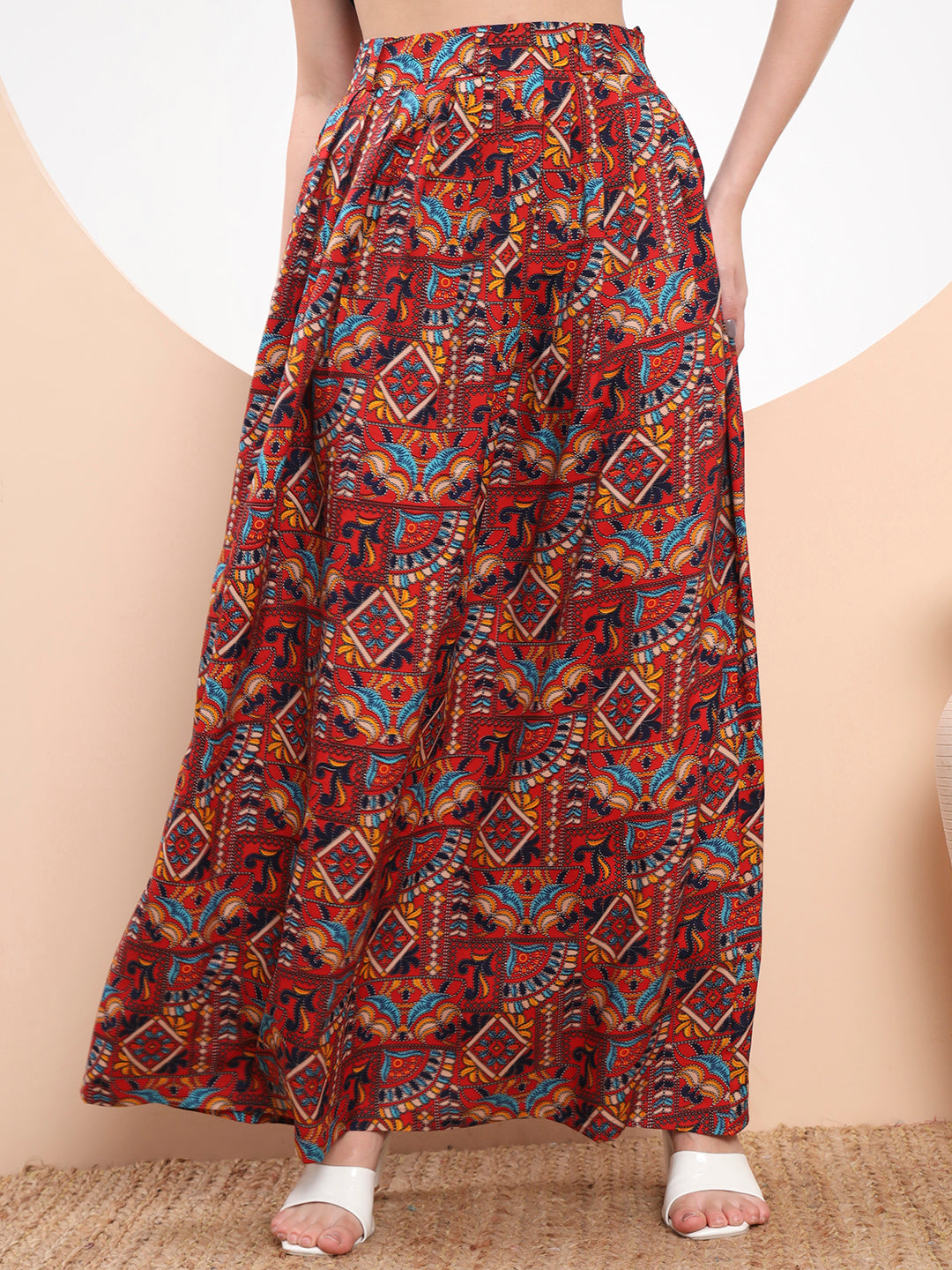 vibrant multicolored maxi skirt