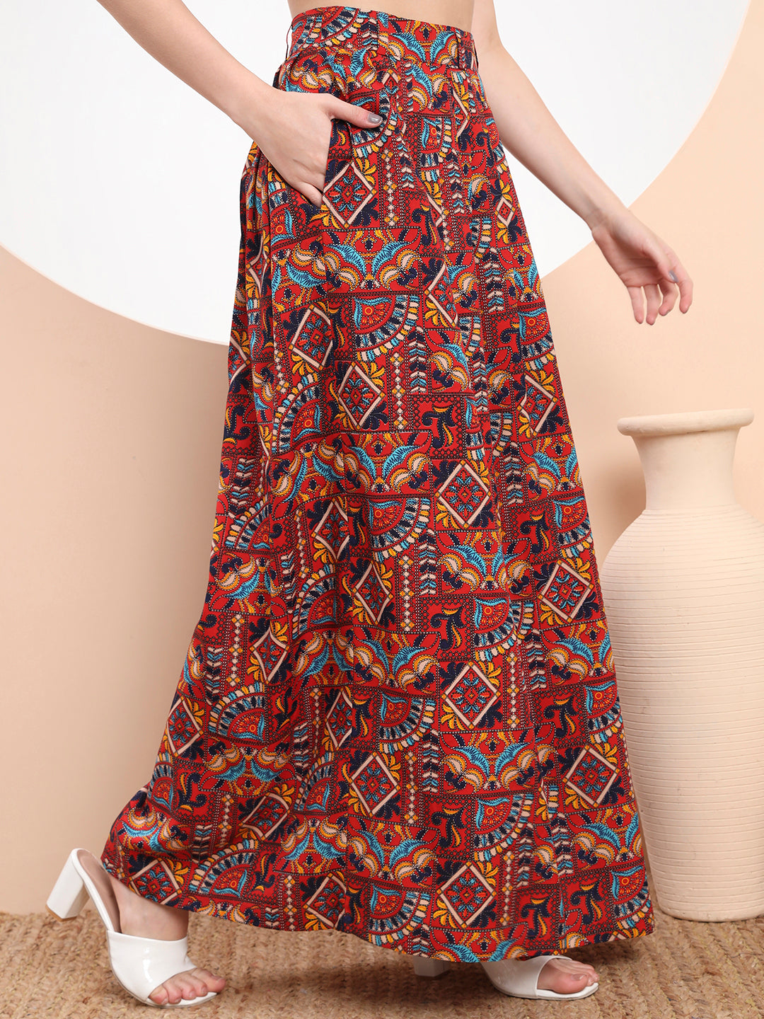 vibrant multicolored maxi skirt