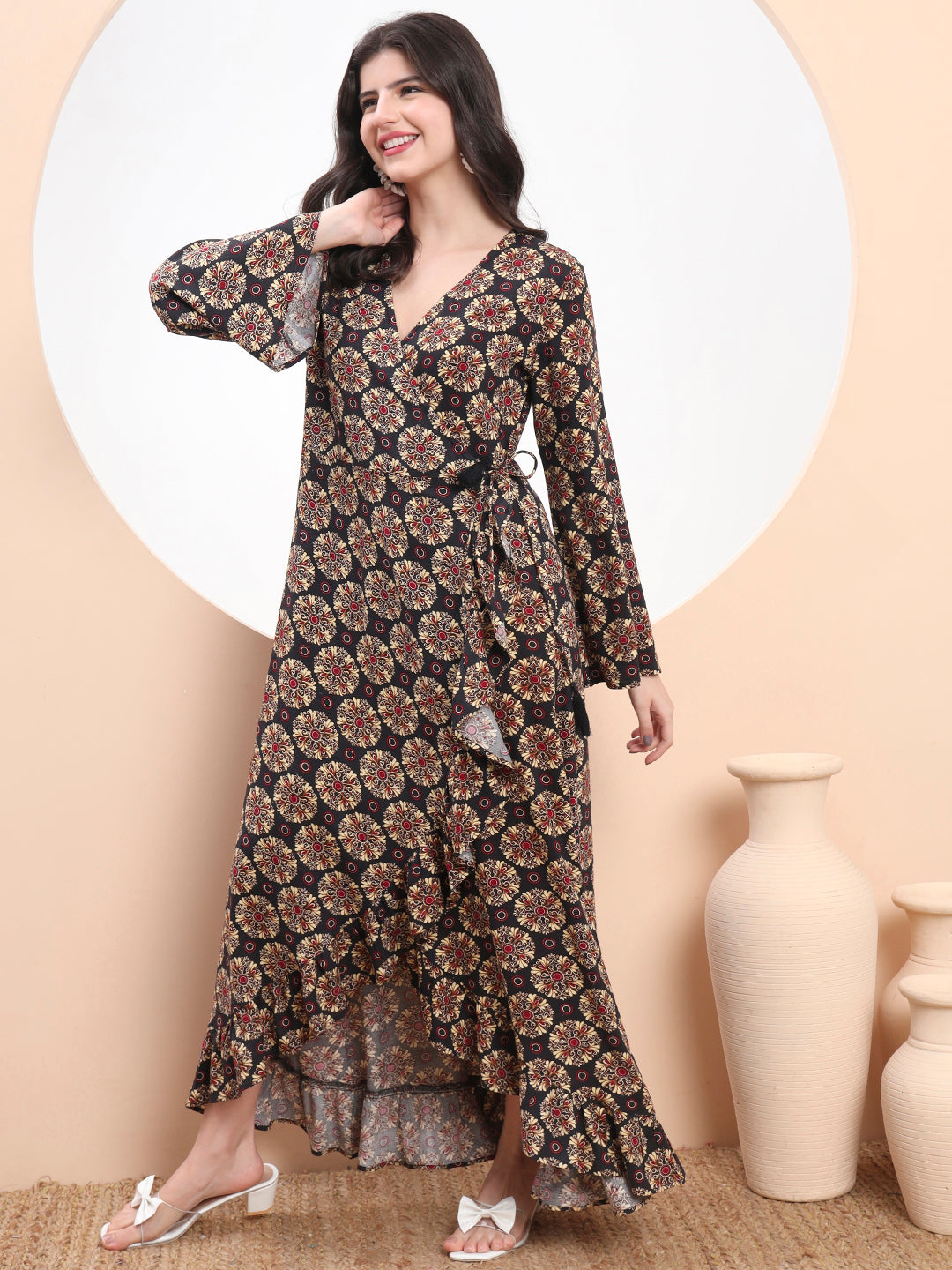 Wrap & Rave – Boho Bloom Maxi Dress