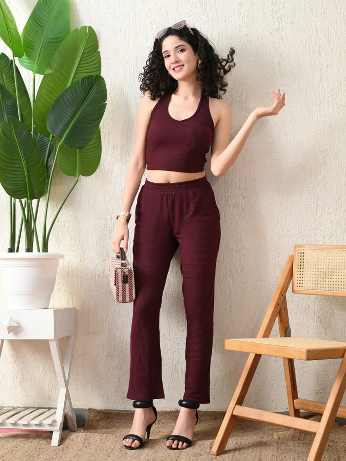 Women’s Halter Neck Backless Co-ord Set (100% Cotton)