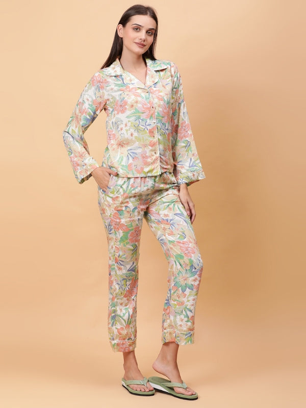 Floral Print Switch Dobby Night Suit for Women