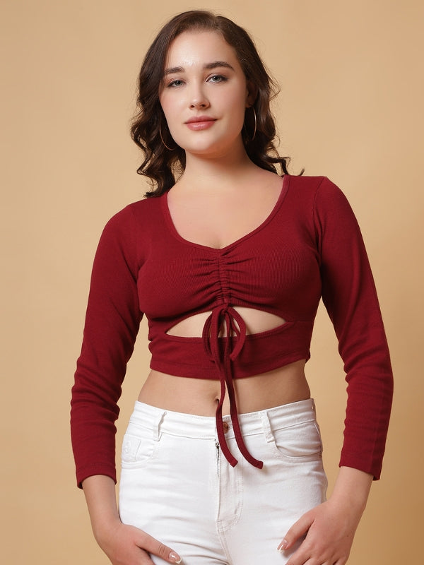 Front Long Sleeve Crop Top