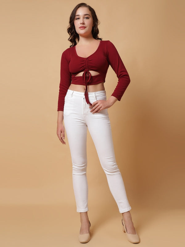 Front Long Sleeve Crop Top