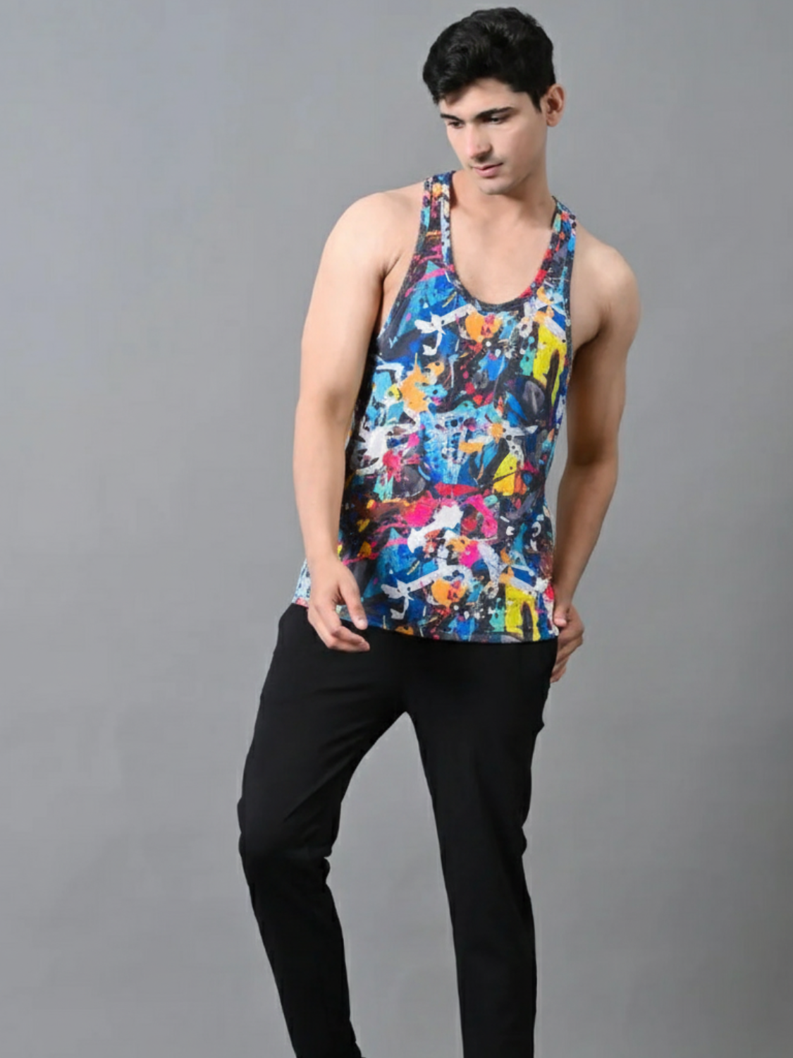 Men’s Multi-Color Printed Gym Vest | Workout & Training Vest | UNIFRINGE