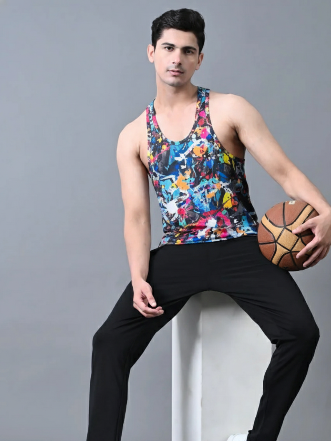 Men’s Multi-Color Printed Gym Vest | Workout & Training Vest | UNIFRINGE