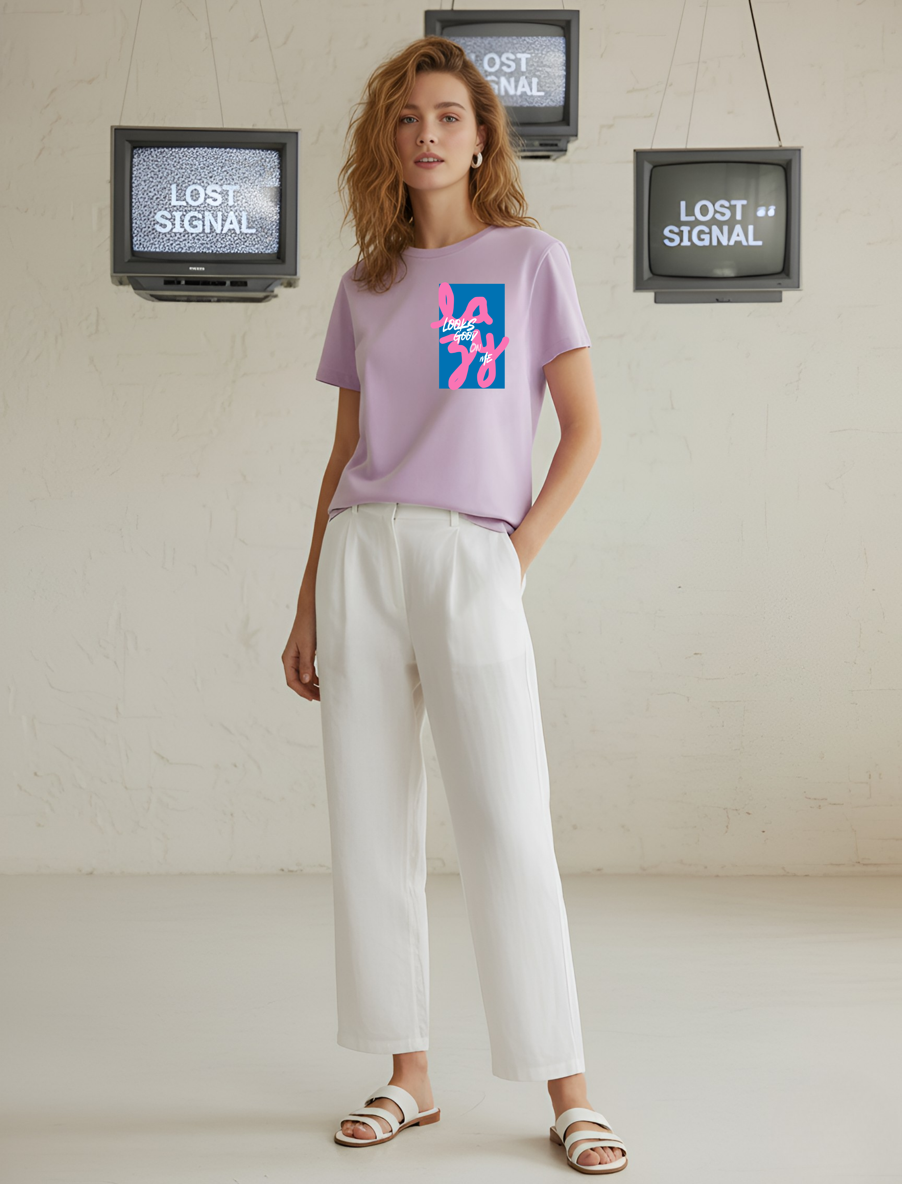 Women’s Lilac Graphic T-Shirt – Bold Typography Print | Single Jersey Cotton | Unifringe