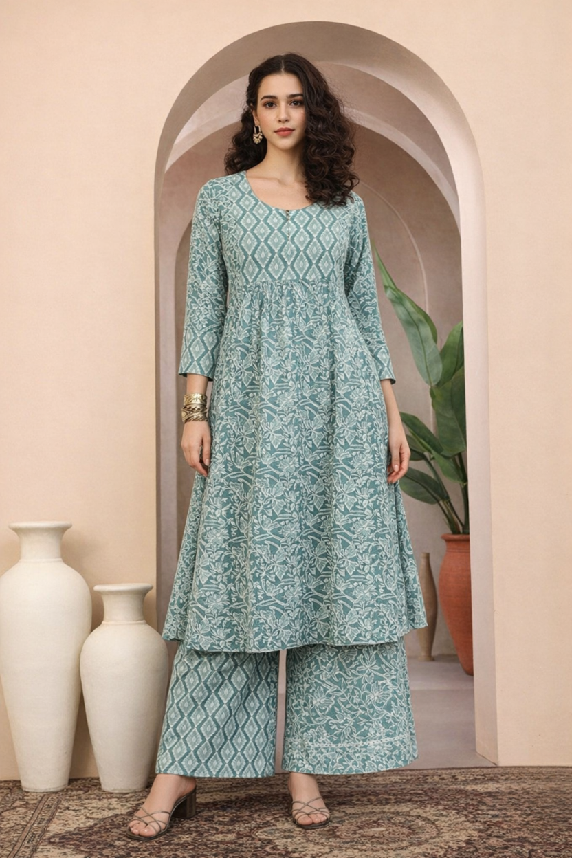 Women’s Printed Cotton Kurti Set – Soft Ethnic Elegance