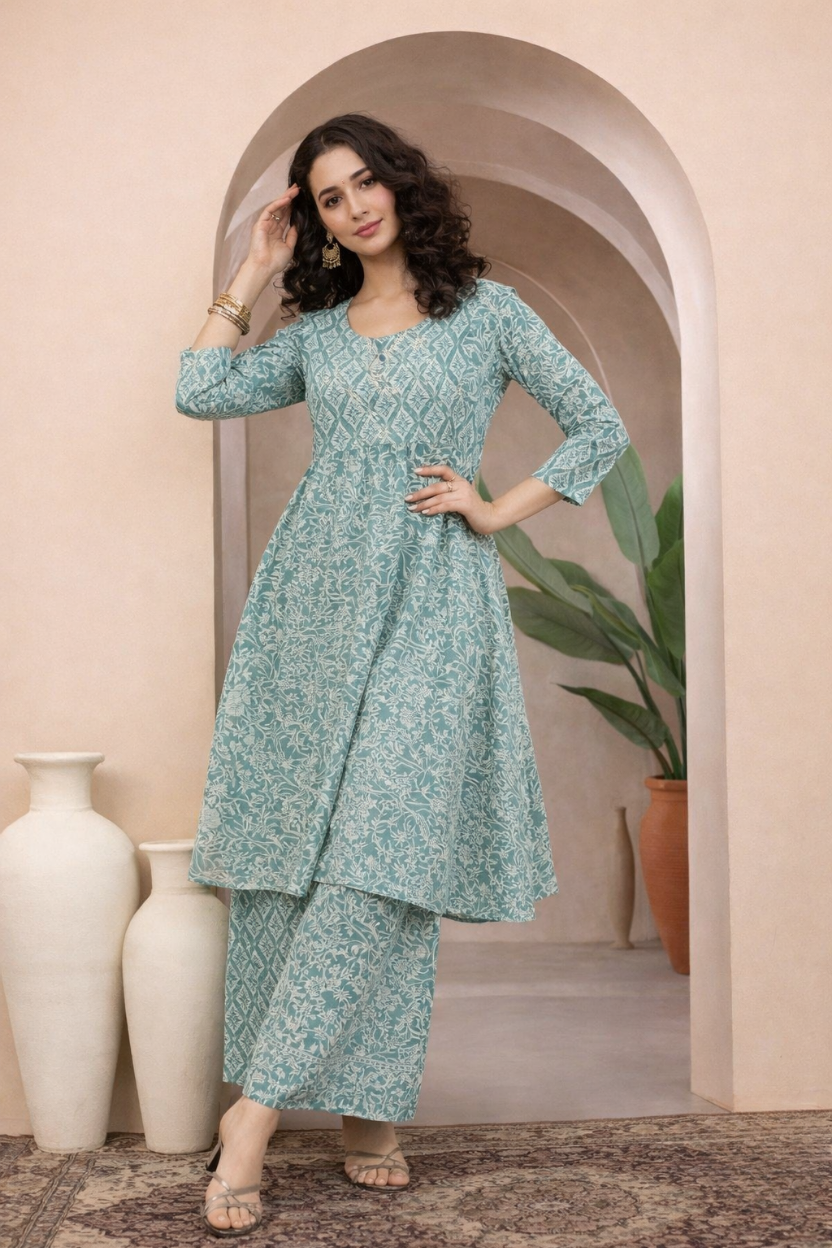 Women’s Printed Cotton Kurti Set – Soft Ethnic Elegance