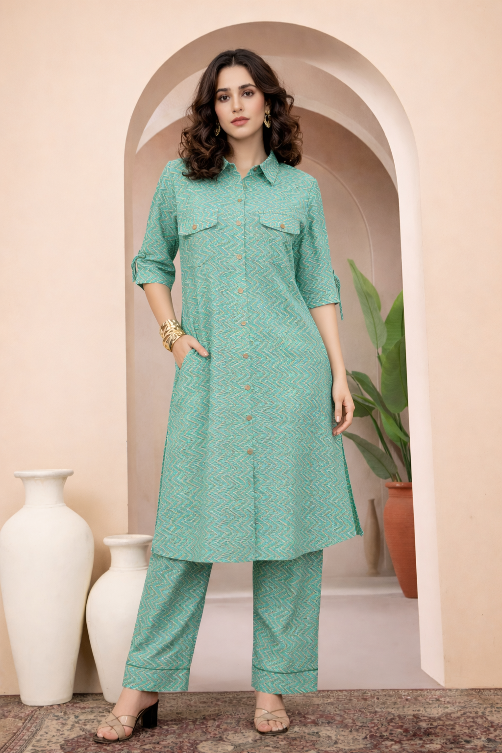 Women’s 2-Piece Cotton Kurti Set – Elegant Everyday Wear