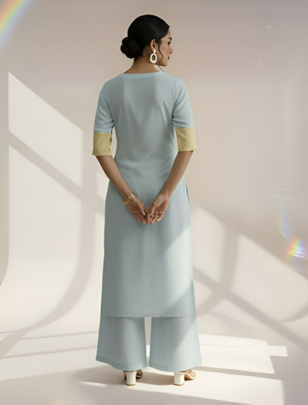 Unifringe Cotton Kurta Set with Wide-Leg Pants
