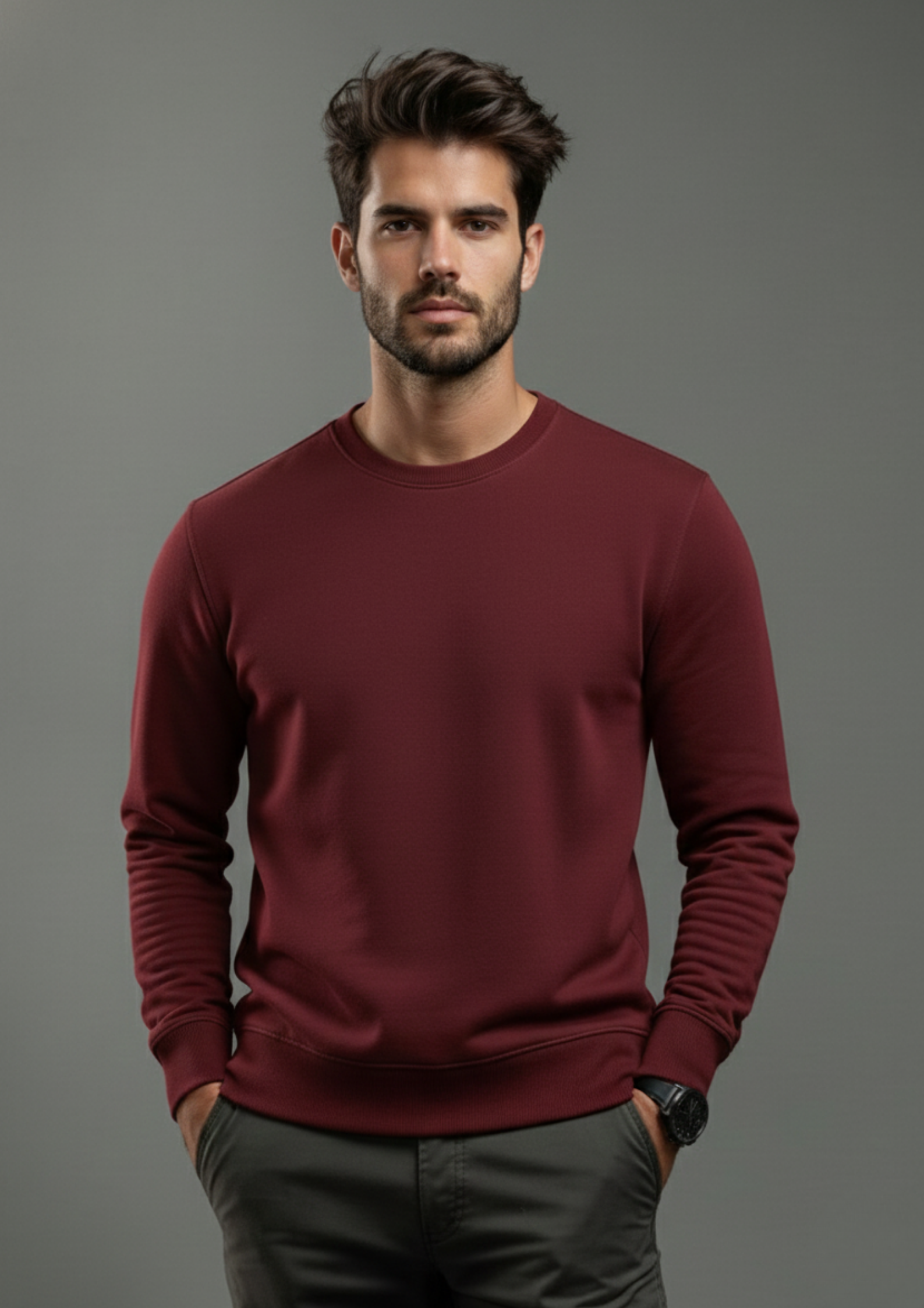 Unifringe Premium Solid Fleece Sweatshirt – Maroon