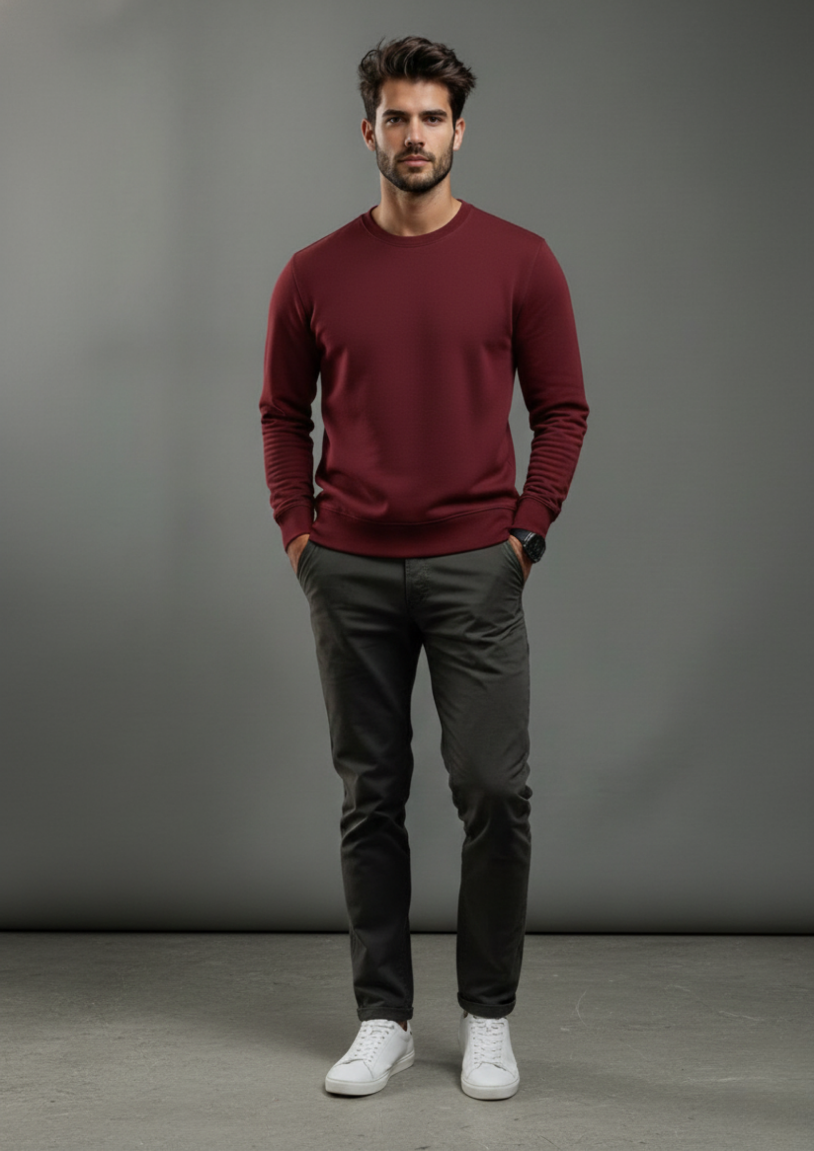 Unifringe Premium Solid Fleece Sweatshirt – Maroon