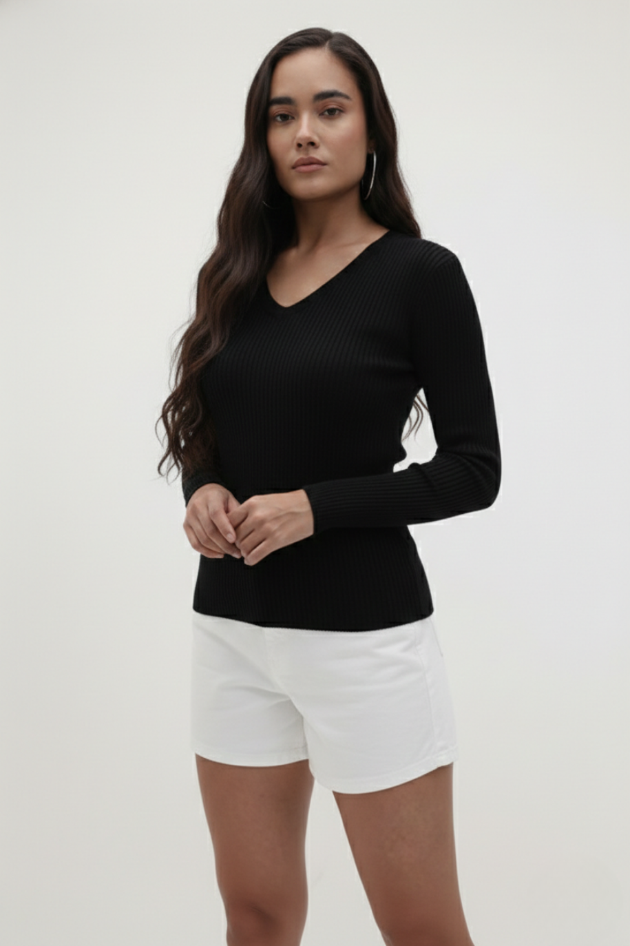 Women’s Rib Knit Long Sleeve Top – Everyday Casual Essential
