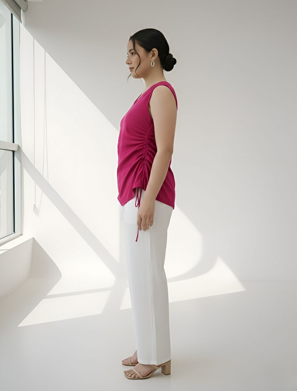 Stylish Teal Blue Rayon Kurti with Side Tie