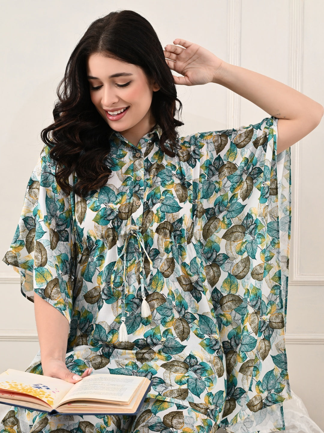 Floral Printed Night Suit Set with Pocket