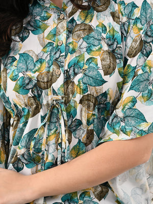 Floral Printed Night Suit Set with Pocket