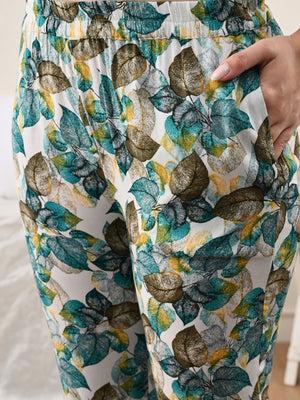 Floral Printed Night Suit Set with Pocket