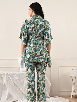 Floral Printed Night Suit Set with Pocket