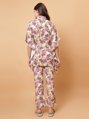 Floral Printed Night Suit Set with Pocket