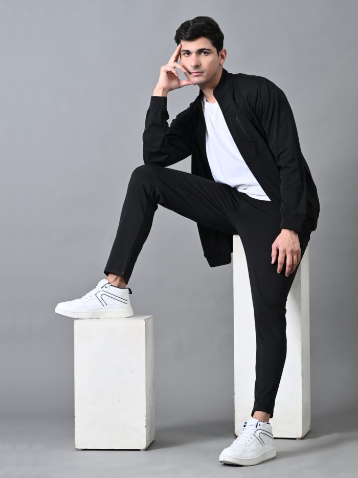 Men's Winter Tracksuit with Chest Zip Pocket - Black, Grey & Navy Blue