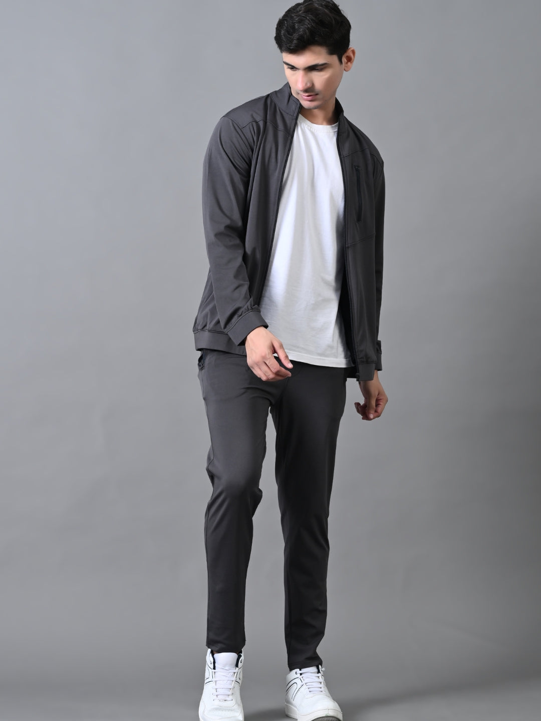 Men's Winter Tracksuit with Chest Zip Pocket - Black, Grey & Navy Blue