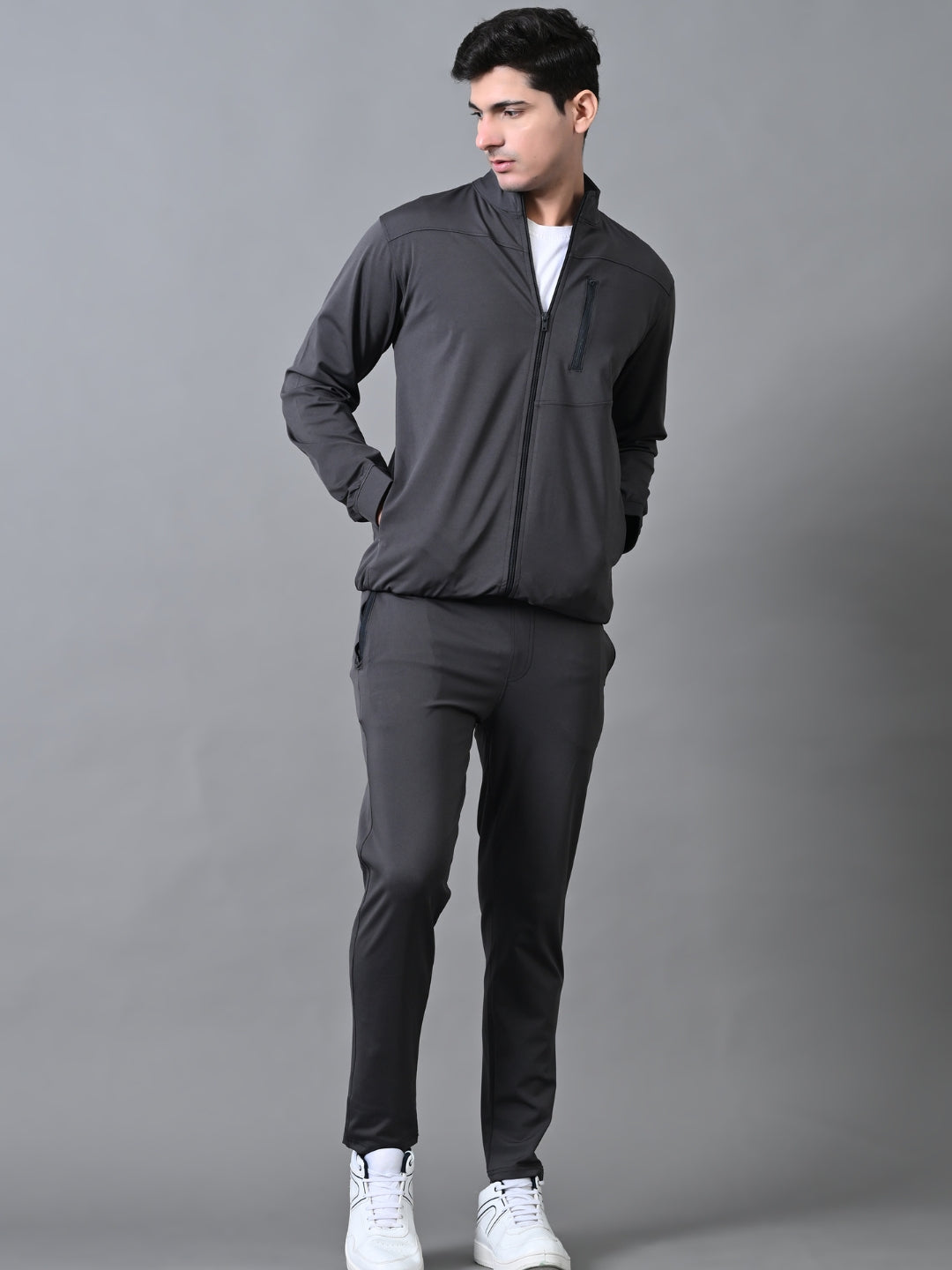 Men's Winter Tracksuit with Chest Zip Pocket - Black, Grey & Navy Blue