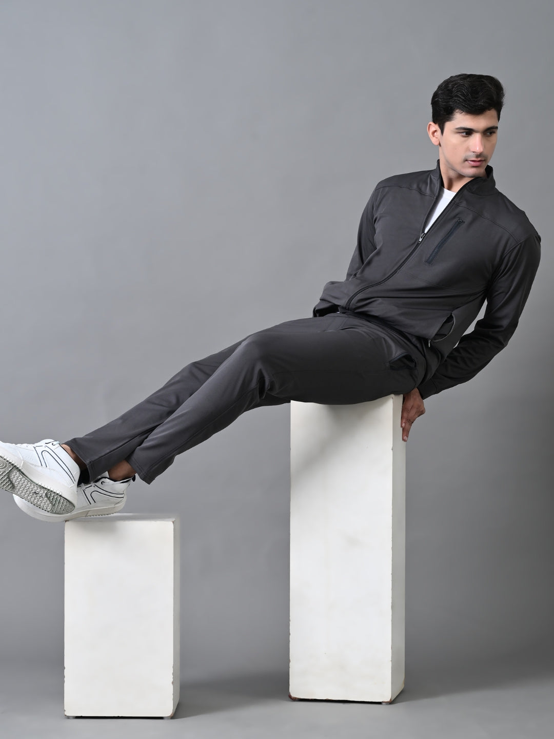 Men's Winter Tracksuit with Chest Zip Pocket - Black, Grey & Navy Blue