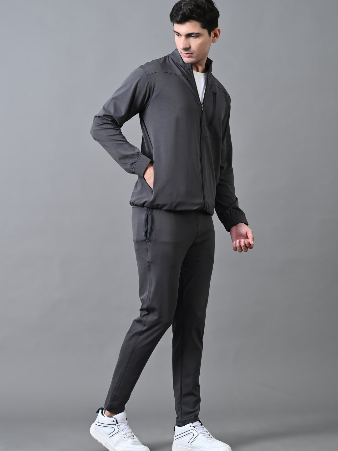 Men's Winter Tracksuit with Chest Zip Pocket - Black, Grey & Navy Blue