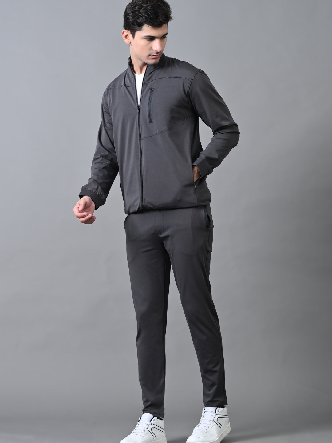 Men's Winter Tracksuit with Chest Zip Pocket - Black, Grey & Navy Blue