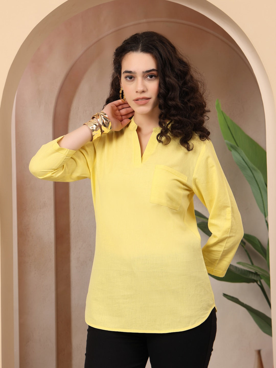 Women’s Solid Cotton Flex Kurti – Minimal Everyday Style