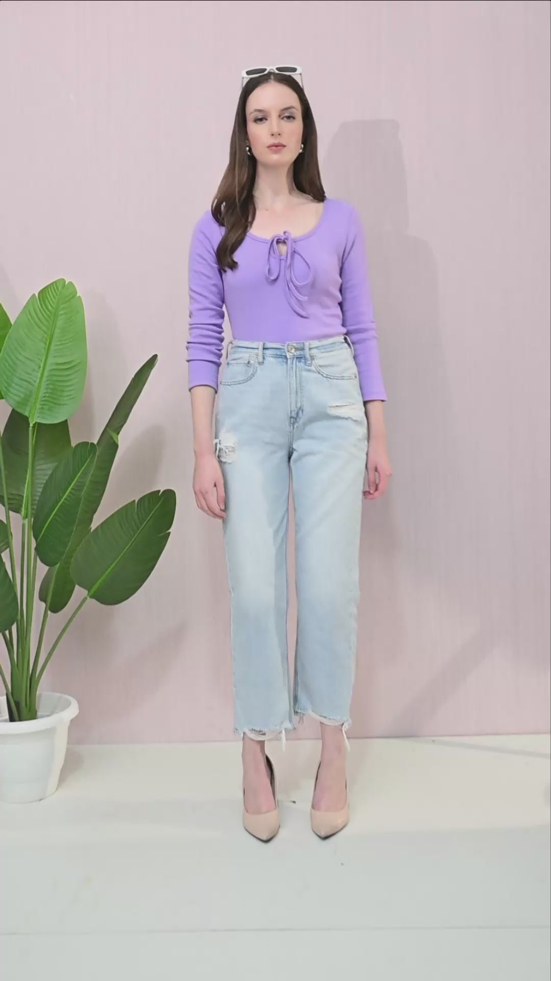 Women’s Cotton Full Sleeve Top with Trendy Front Tie-Up