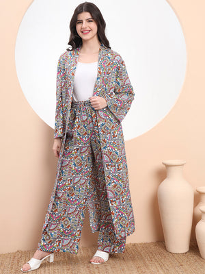 multicolor tribal print co-ord set 