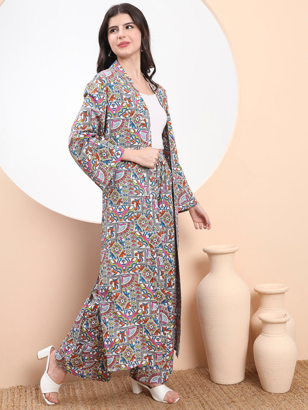 multicolor tribal print co-ord set 