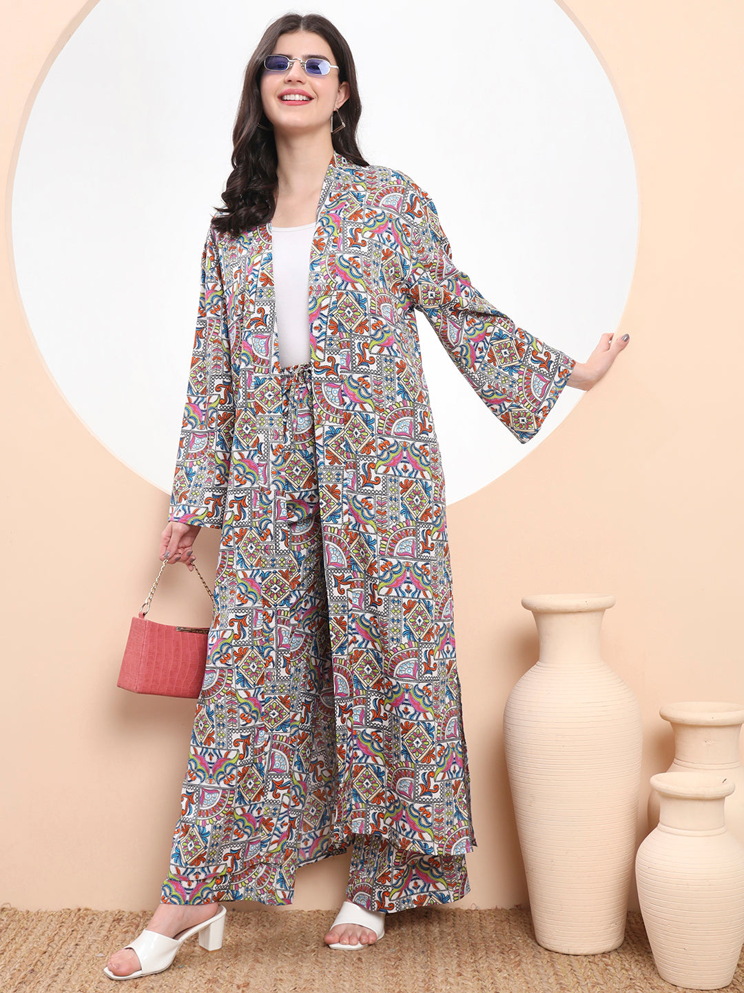 multicolor tribal print co-ord set 
