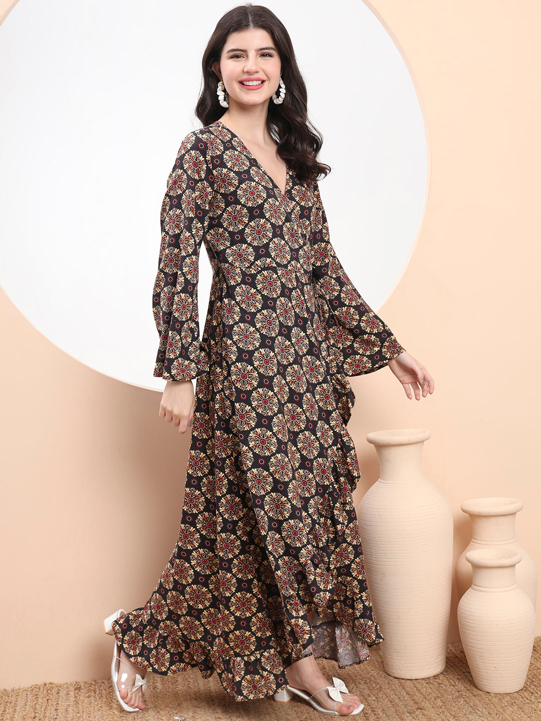 Wrap & Rave – Boho Bloom Maxi Dress