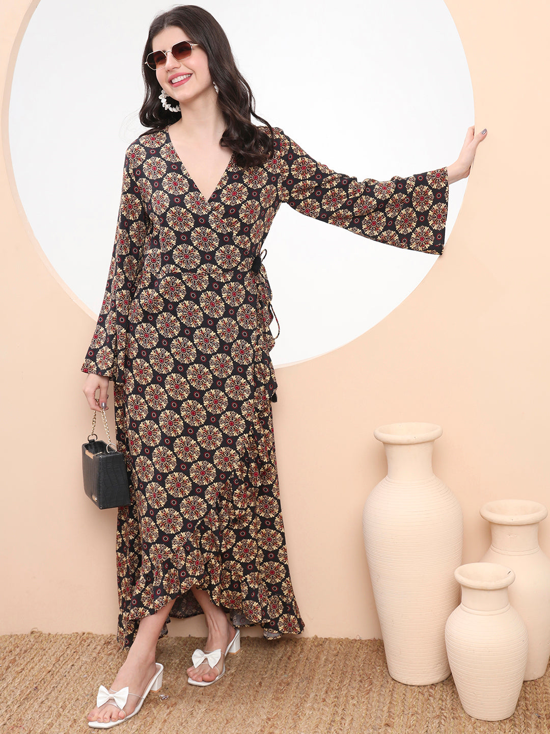 Wrap & Rave – Boho Bloom Maxi Dress